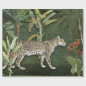 Papier Cadeau Jungle Leopard Tropical Floral n Foliage Découpage (Plat)