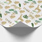 Papier Cadeau Jungle Motif animal sauvage Élégant or vert vert (Coin)