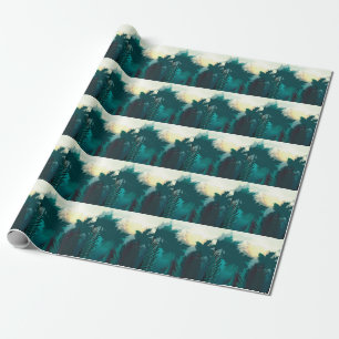Papier Cadeau Jungle tropicale : Paysage matinal Vintage.