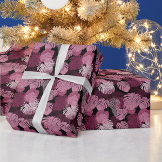 Papier Cadeau Jungle violet nature fleurs monstère conception fe