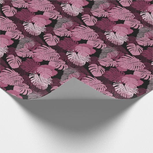 Papier Cadeau Jungle violet nature fleurs monstère conception fe (Coin)