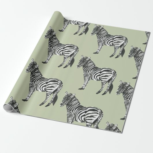 Papier Cadeau Jungle Zebra Wild Motif & Nom personnalisé (Déroulé)