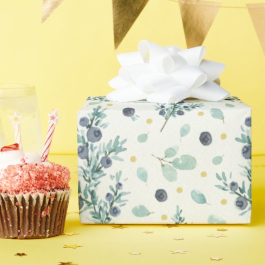 Papier Cadeau Juniper et motif de baies (Fête d'anniversaire)
