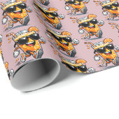 Papier Cadeau Jus d'orange en course (Coin rond)
