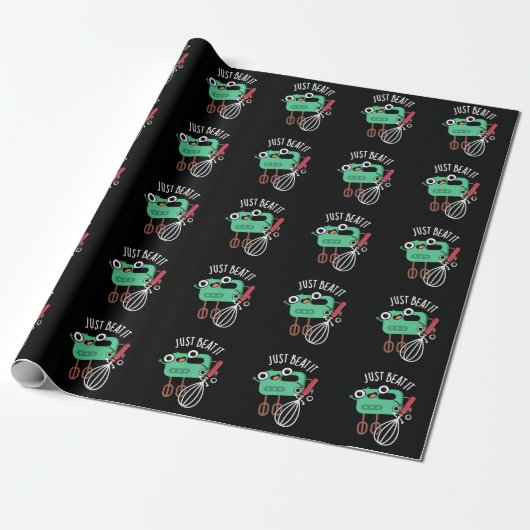 Papier Cadeau Just Beat It Funny Baking Pun Dark BG (Déroulé)