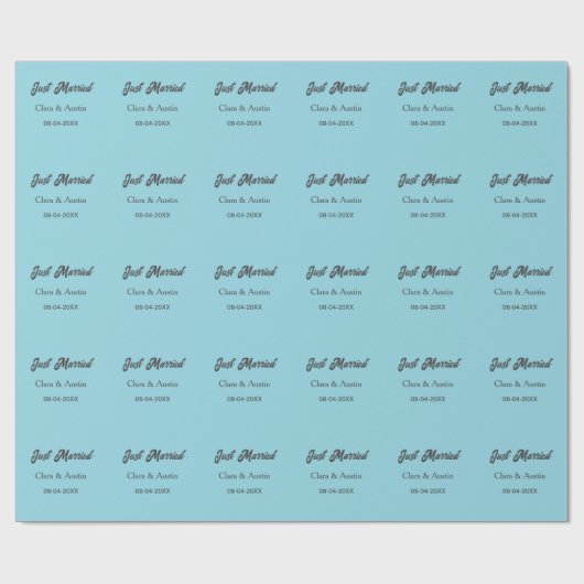 Papier Cadeau Just Married add couple name date year wedding sim (Plat)