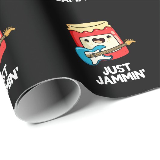 Papier Cadeau Juste Jammin Funny Rocker Jam Pun Dark BG (Coin rond)