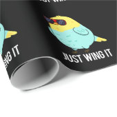 Papier Cadeau Juste l'aile il drôle jeu d'oiseaux Dark BG (Coin rond)