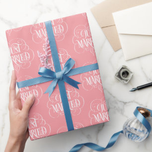 Papier Cadeau JUSTE MARIÉ Calligraphie Ornée Coeur fleuri