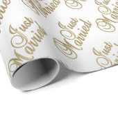 Papier Cadeau Juste marié dans la police de script or - Mariage (Coin rond)