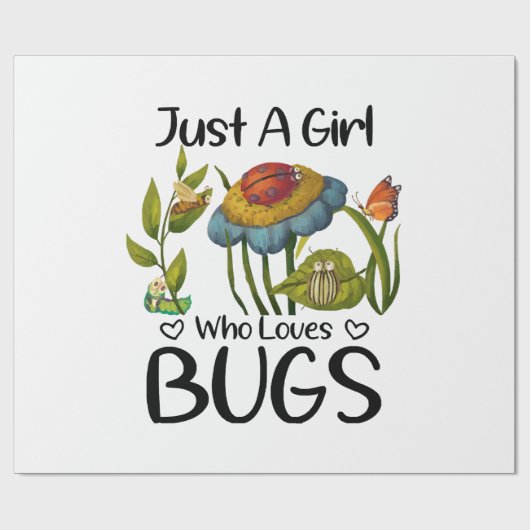 Papier Cadeau Juste une fille qui aime les insectes (Plat)