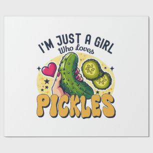 Papier Cadeau Juste une fille qui aime les pickles - Vegan drôle