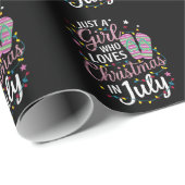 Papier Cadeau Juste une fille qui aime Noël en juillet été (Coin rond)