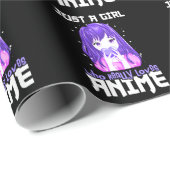 Papier Cadeau Juste une fille qui aime vraiment l'Anime en viole (Coin rond)