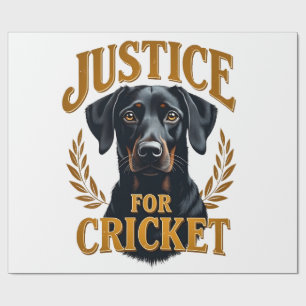 Papier Cadeau Justice pour Cricket Typographie Mémorial de Chien
