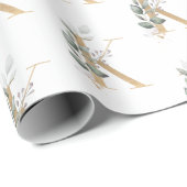 Papier Cadeau K Monogramme Floral (Coin rond)