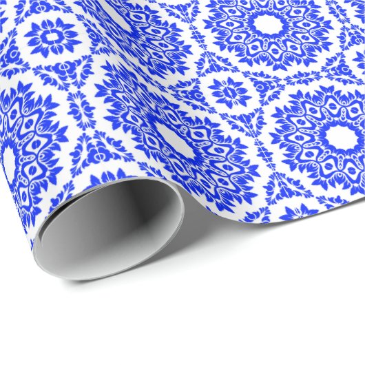 Papier Cadeau Kaleidoscope bleu (Coin rond)