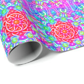Papier cadeau Kaleidoscope Boho Red Star (Coin rond)