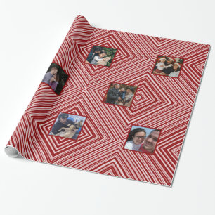 Papier Cadeau Kaleidoscope de Noël sans couture Blanc/Rouge 8 Ph