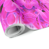 Papier Cadeau Kaleidoscope Design Art Floral rose chaud (Coin rond)