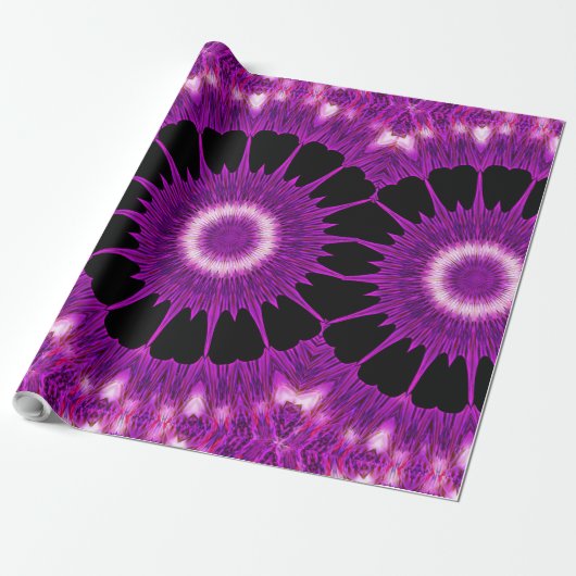 Papier Cadeau Kaleidoscope Design Art rose violet (Déroulé)