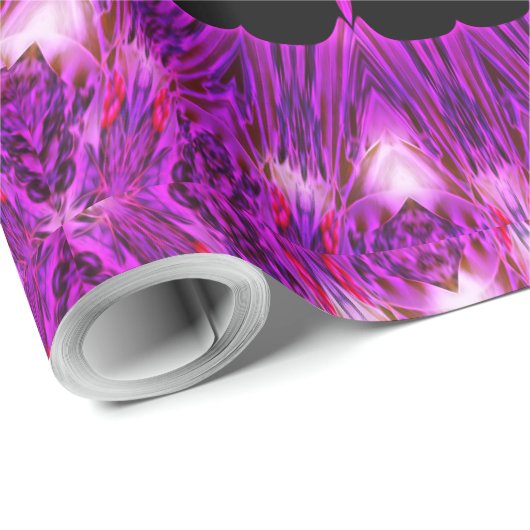 Papier Cadeau Kaleidoscope Design Art rose violet (Coin rond)