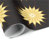 Papier Cadeau Kaleidoscope Design Bright Yellow Star (Coin rond)