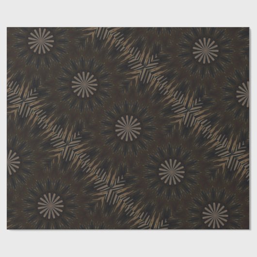 Papier Cadeau Kaleidoscope Design Brown foncé Floral rustique (Plat)