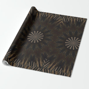 Papier Cadeau Kaleidoscope Design Brown foncé Floral rustique