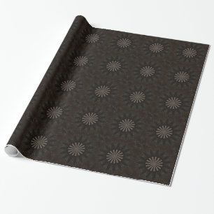 Papier Cadeau Kaleidoscope Design Brown foncé Floral rustique