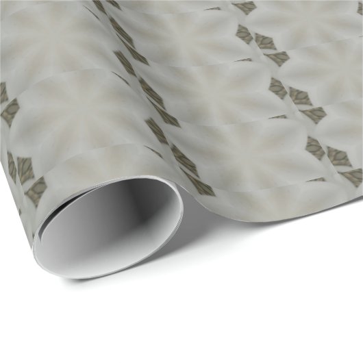 Papier Cadeau Kaleidoscope Design Fleur Blanc Gris (Coin rond)