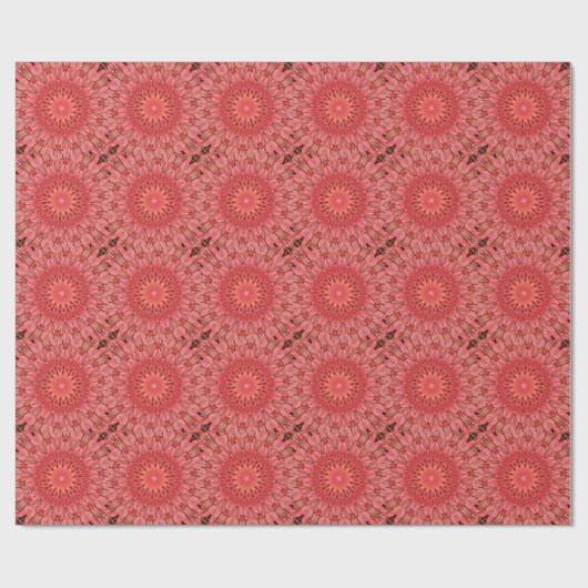 Papier Cadeau Kaleidoscope Design Floral Rouge (Plat)