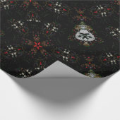 Papier Cadeau Kaleidoscope Design Flore rouge noir (Coin)