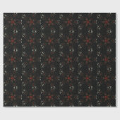 Papier Cadeau Kaleidoscope Design Flore rouge noir (Plat)