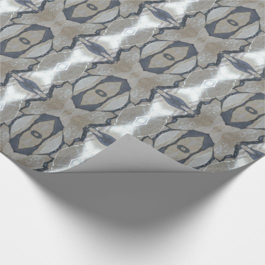 Papier Cadeau Kaleidoscope Design Motif clair et gris foncé (Coin)