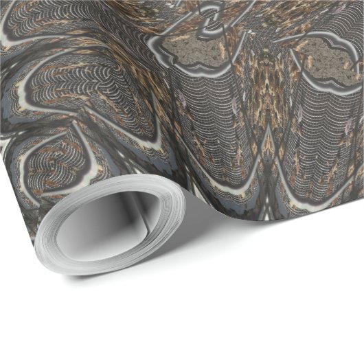 Papier Cadeau Kaleidoscope Design noir gris bleu blanc (Coin rond)