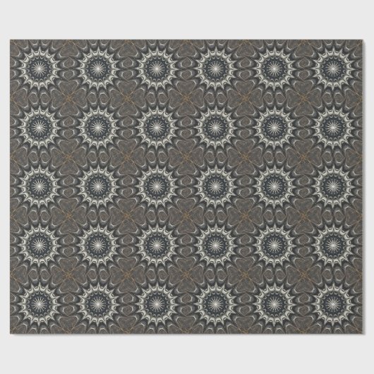 Papier Cadeau Kaleidoscope Design noir gris bleu blanc (Plat)