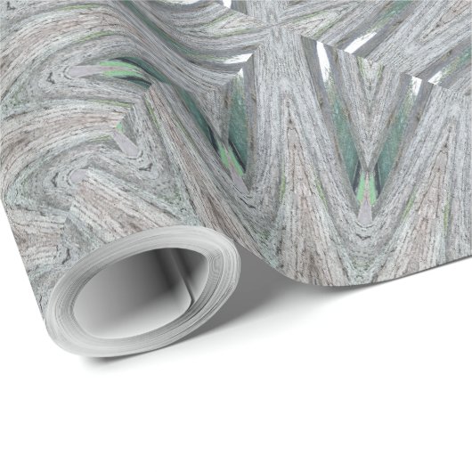 Papier Cadeau Kaleidoscope Design Rustique gris clair (Coin rond)