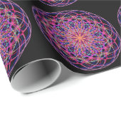 Papier Cadeau Kaleidoscope noir rose rouge (Coin rond)