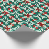 Papier Cadeau Kaleidoscope Poinsettia Green Red Motif cadeau (Coin)