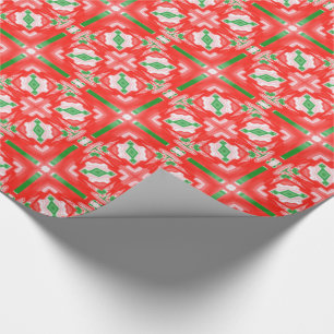 Papier Cadeau Kaleidoscope rouge à courtepointe de Noël