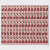 Papier Cadeau Kamala Custom Face photo Elf Christmas Funny Pink (Plat)