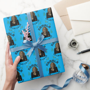 Papier Cadeau Kamala Harris Christmas Blue