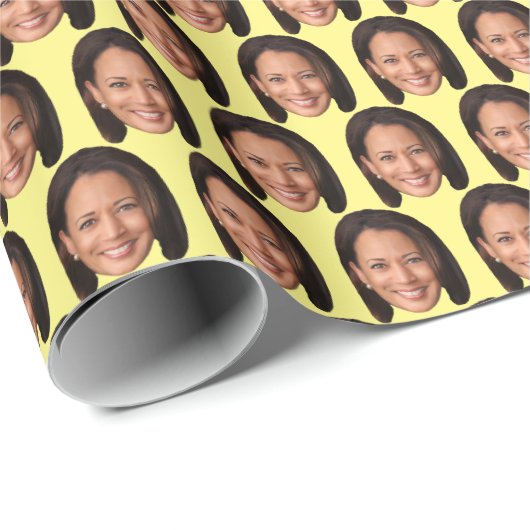 Papier Cadeau Kamala Harris Face Personnalisée Kamala Harris Fac (Coin rond)