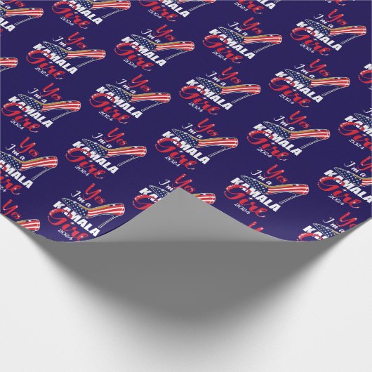 Papier Cadeau Kamala Harris Fille Femme Christmas Blue (Coin)