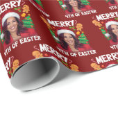 Papier Cadeau Kamala Harris Noël Santa Hat Joyeux 4 Pâques (Coin rond)