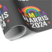 Papier Cadeau Kamala Harris Président des élections Lgbtq 2024 (Coin rond)