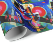 Papier Cadeau Kandinsky en peinture Abstraite bleue (Coin rond)