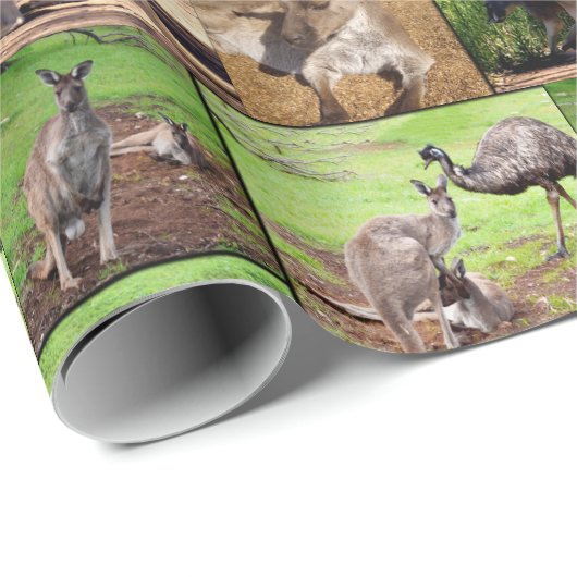 Papier Cadeau Kangaroo Photo Collage, (Coin rond)