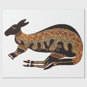 Papier Cadeau Kangaroo Single on White Wrapper Paper